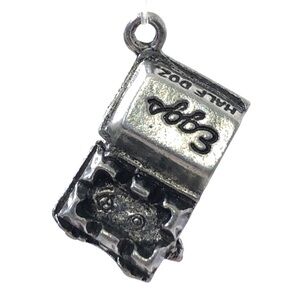 Half Dozen Carton Of Eggs Vintage Silver Metal Bracelet 3D Charm Pendant NEW